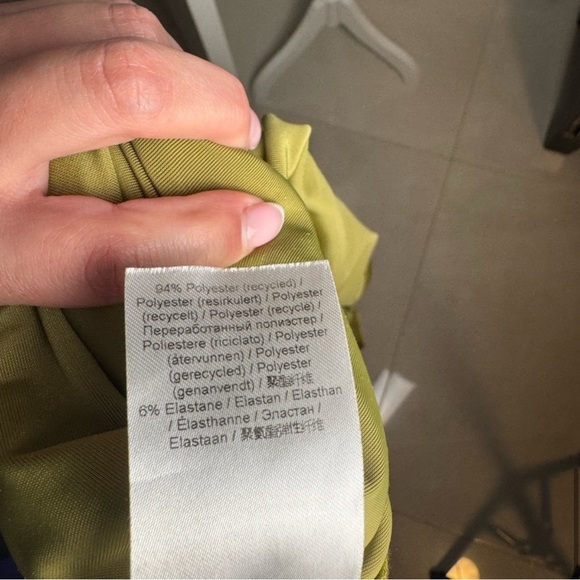 Ganni Velvet Gathered Long Sleeve Jersey Dress in Avocado - Picture 10 of 12